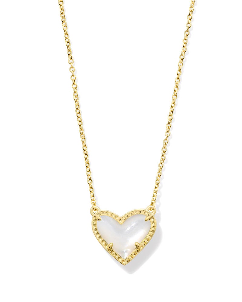 Kendra Scott Ari Heart Short Pendant Necklace in Ivory Mother Of Pearl, 14k Gold-Plated Brass, Fashion Jewelry for Women - Image 1